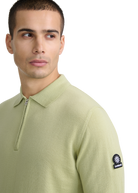 Sandbanks Merino Wool Zip Polo Shirt - Sage