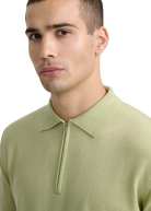 Sandbanks Merino Wool Zip Polo Shirt - Sage