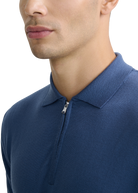 Sandbanks Merino Wool Zip Polo Shirt - Teal