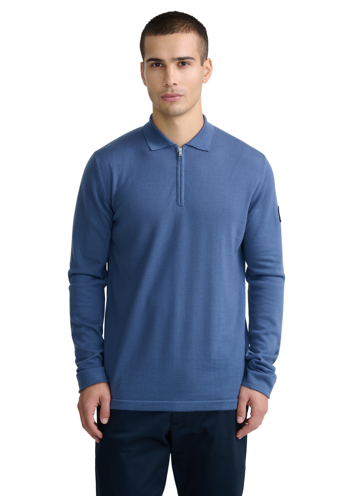 Sandbanks Merino Wool Zip Polo Shirt - Teal