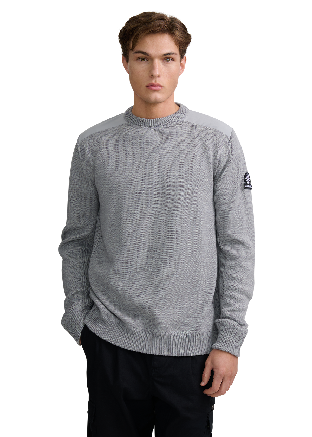 Sandbanks Tech Knitted Jumper - Light Grey