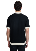 Sandbanks Knitted Full Button Polo Shirt - Black