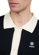 Sandbanks Knitted Full Button Polo Shirt - Black