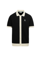 Sandbanks Knitted Full Button Polo Shirt - Black