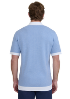 Sandbanks Knitted Full Button Polo Shirt - Dusty Blue