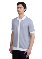 Sandbanks Knitted Full Button Polo Shirt - Grey Marl