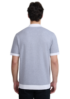 Sandbanks Knitted Full Button Polo Shirt - Grey Marl