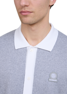 Sandbanks Knitted Full Button Polo Shirt - Grey Marl