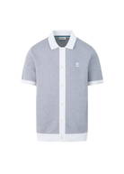 Sandbanks Knitted Full Button Polo Shirt - Grey Marl