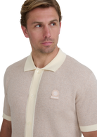 Sandbanks Knitted Full Button Polo Shirt - Oat