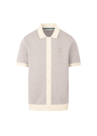 Sandbanks Knitted Full Button Polo Shirt - Oat