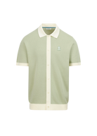 Sandbanks Knitted Full Button Polo Shirt - Sage