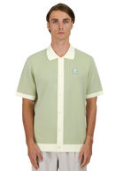 Sandbanks Knitted Full Button Polo Shirt - Sage