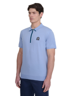 Sandbanks Merino Wool Zip Polo - Dusty Blue