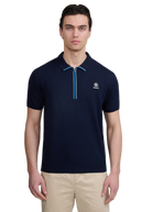 Sandbanks Merino Wool Zip Polo - Navy