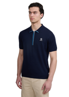 Sandbanks Merino Wool Zip Polo - Navy