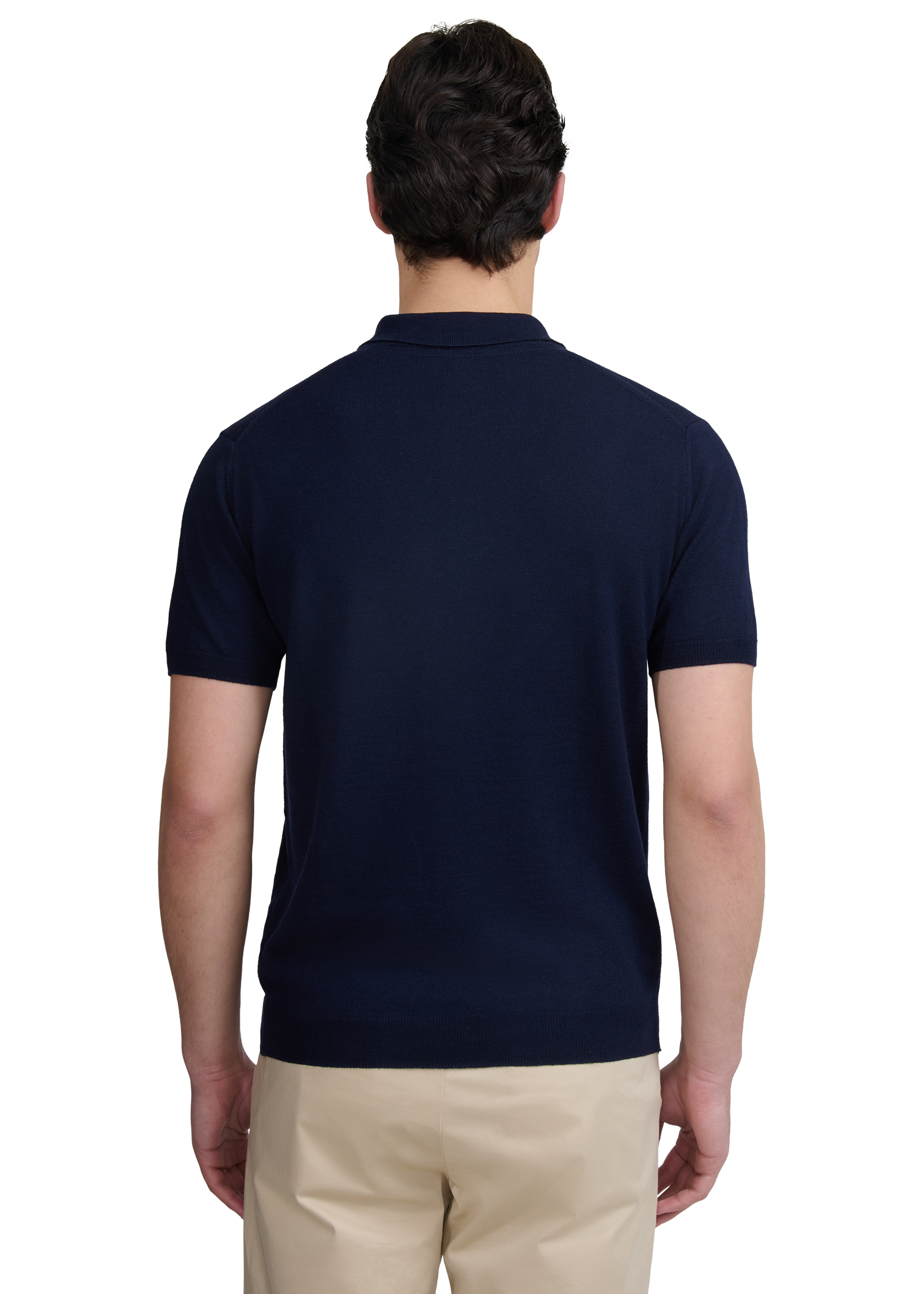 Sandbanks Merino Wool Zip Polo - Navy
