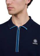 Sandbanks Merino Wool Zip Polo - Navy
