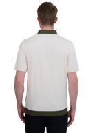 Button-Up Knitted Polo Shirt - Ecru/Olive