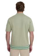 Stripe Zip Knitted Polo Shirt - Sage