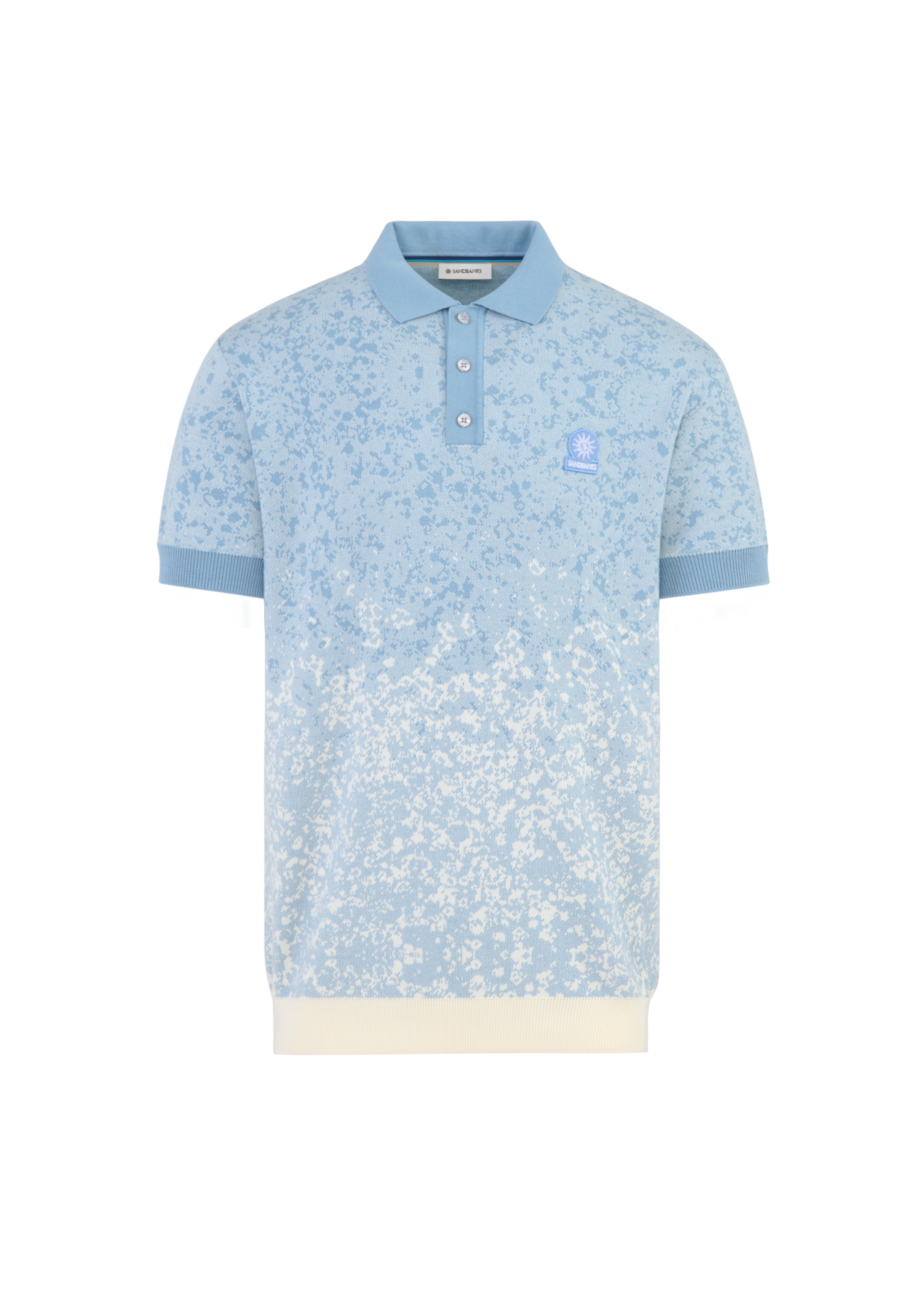 Gradient Knitted Rib Polo Shirt - Dusty Blue