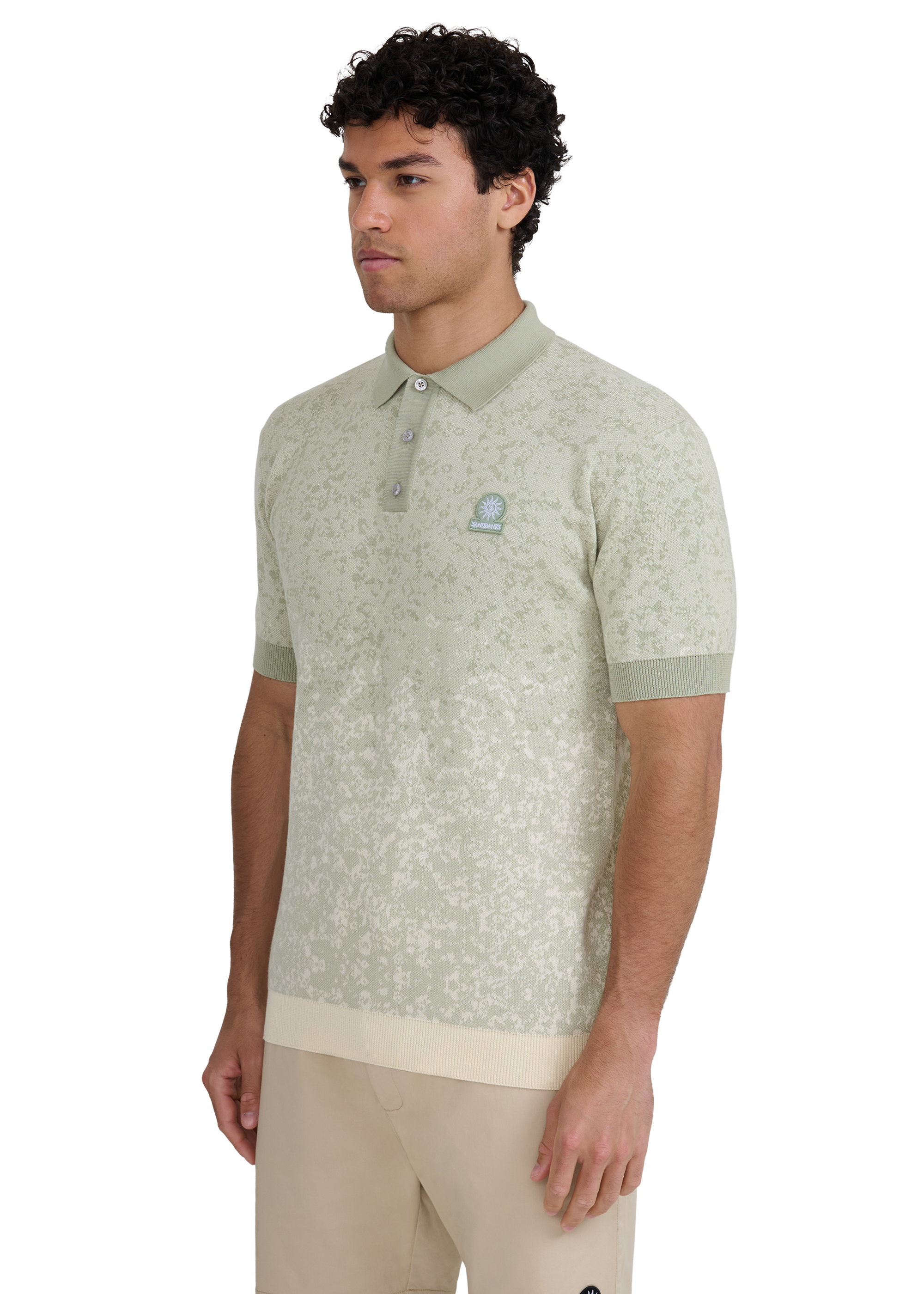 Gradient Knitted Rib Polo Shirt - Sage