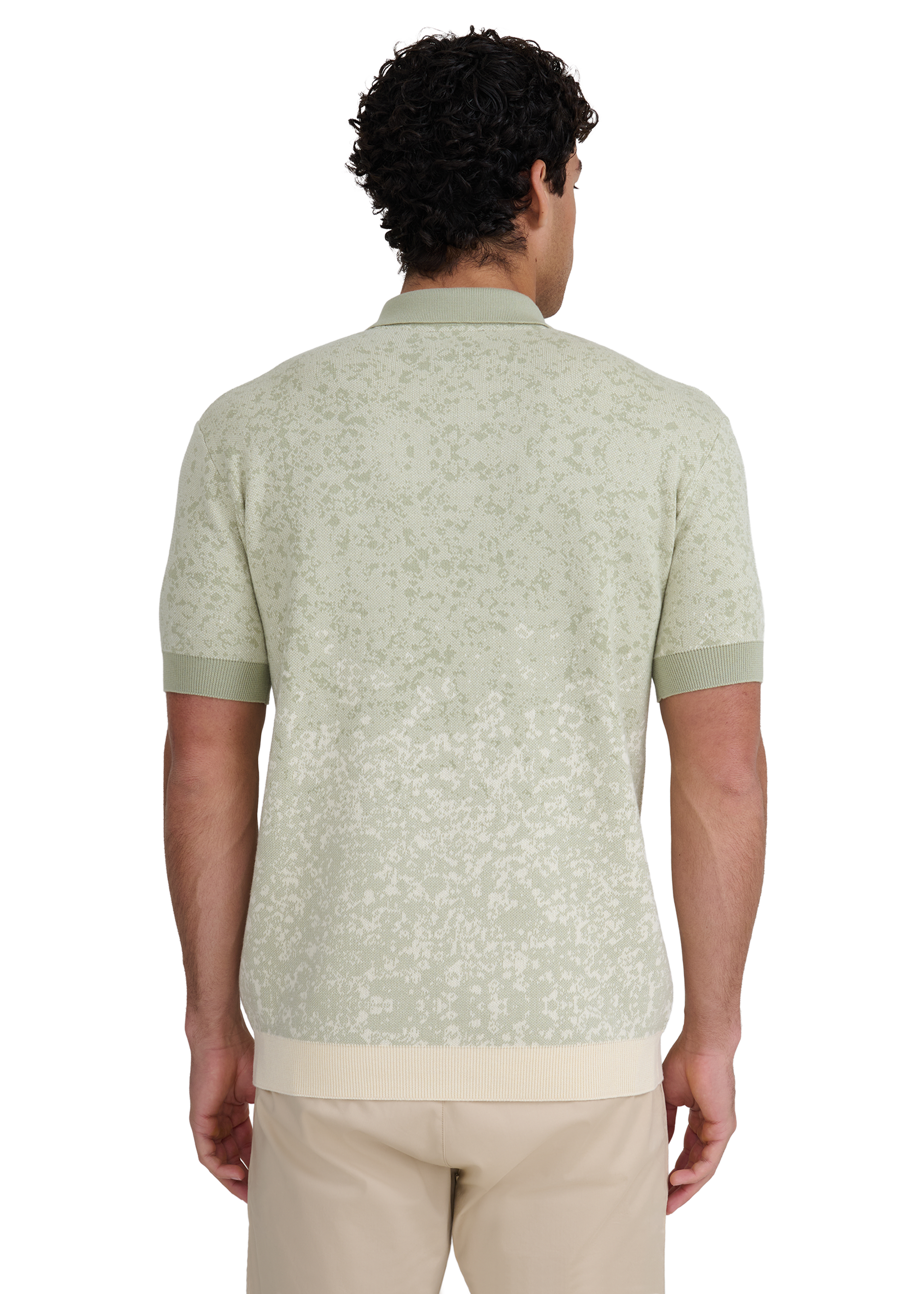 Gradient Knitted Rib Polo Shirt - Sage