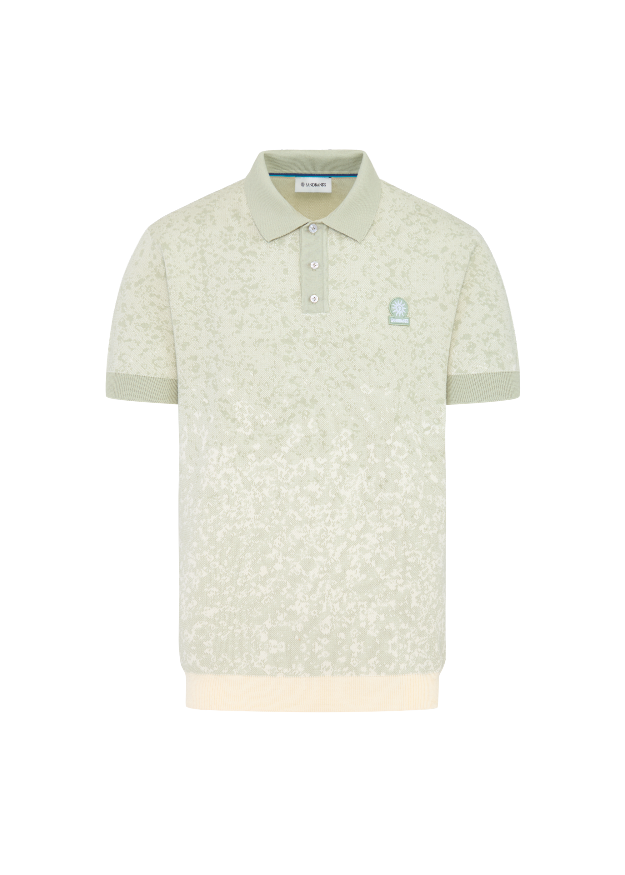 Gradient Knitted Rib Polo Shirt - Sage