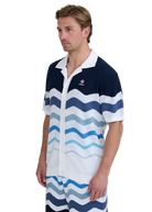 Gradient Wave Knitted Shirt - Blue