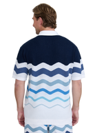 Gradient Wave Knitted Shirt - Blue