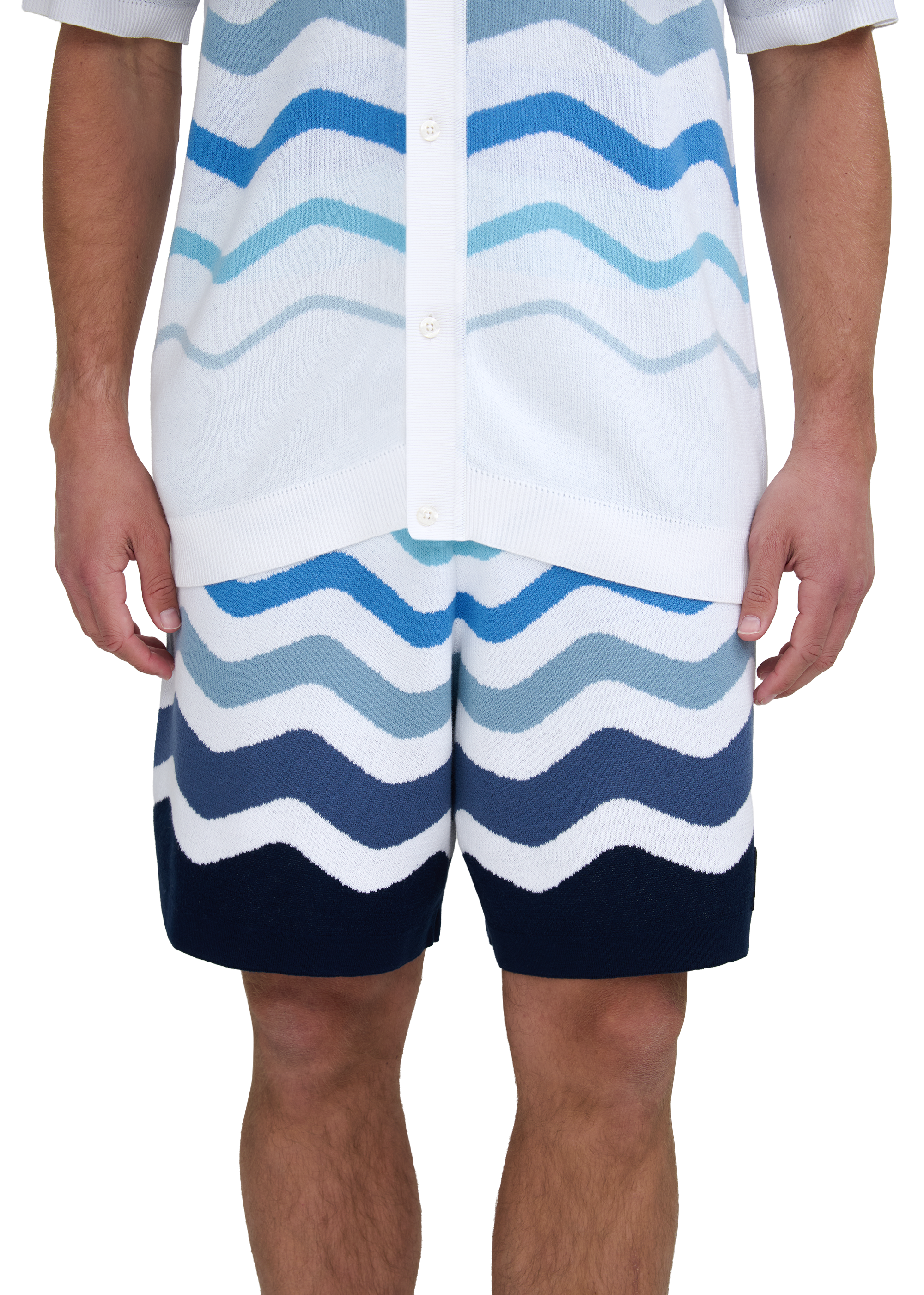Gradient Wave Knitted Short - Blue