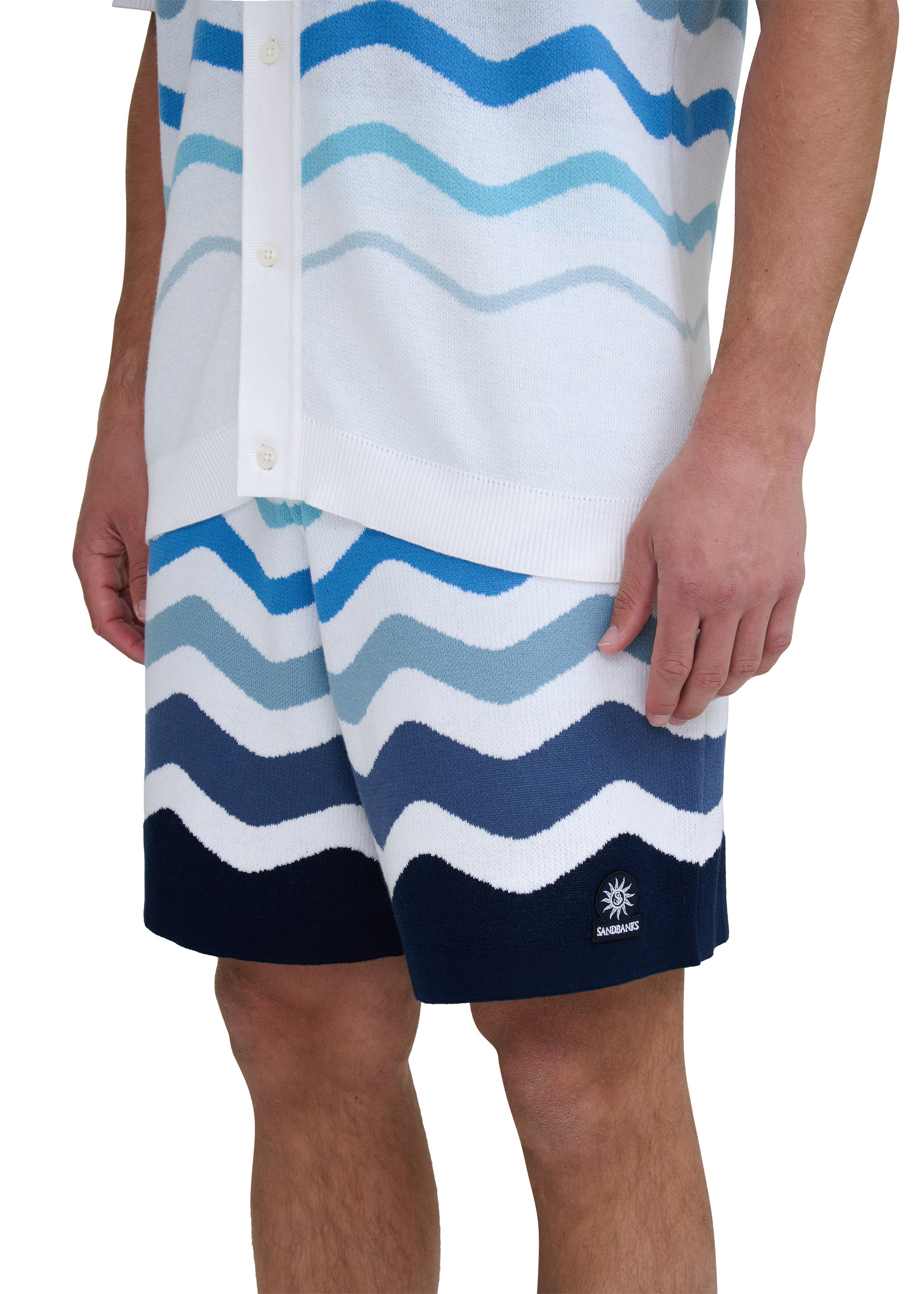 Gradient Wave Knitted Short - Blue