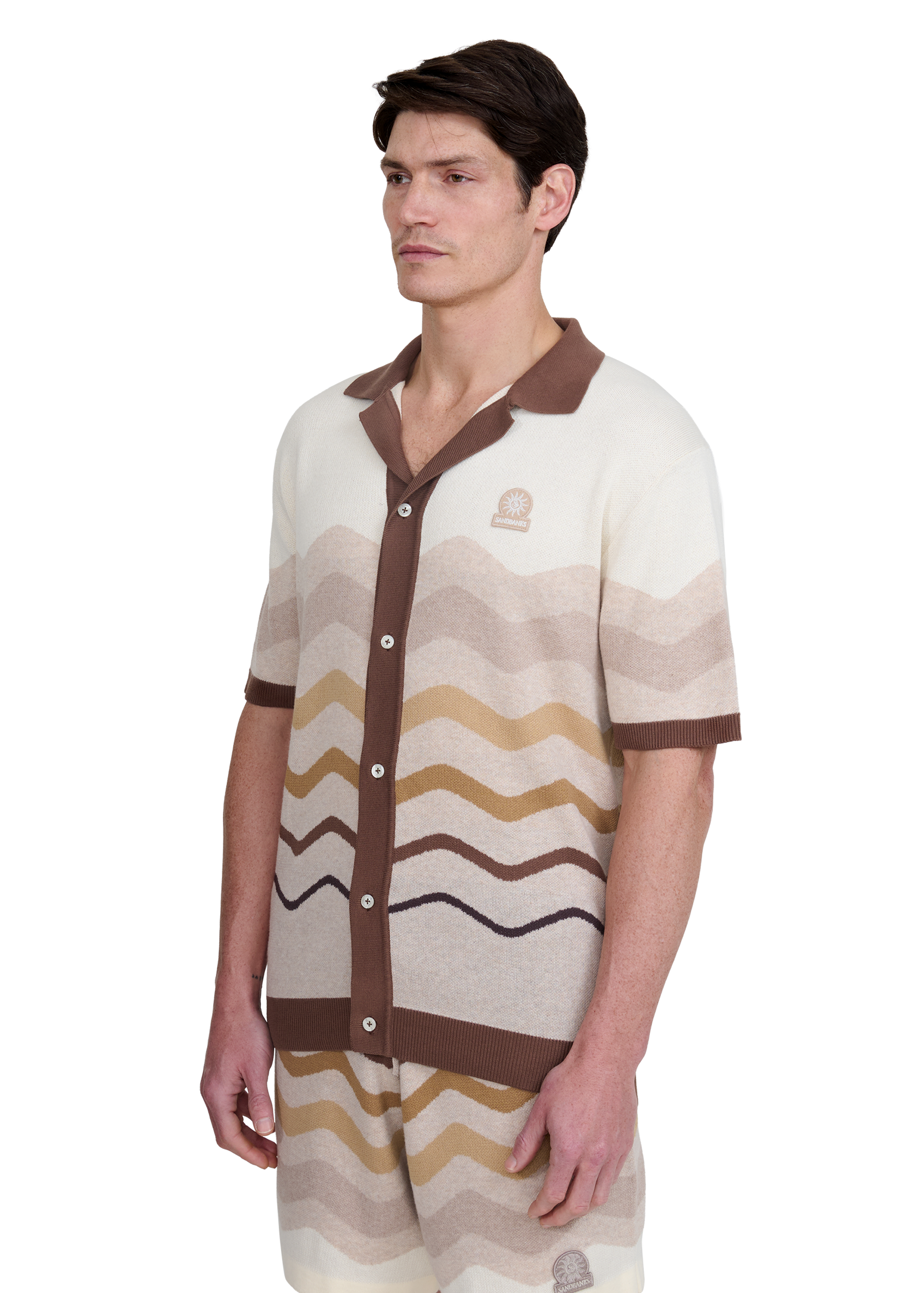 Gradient Wave Knitted Shirt - Stone