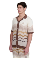 Gradient Wave Knitted Shirt - Stone