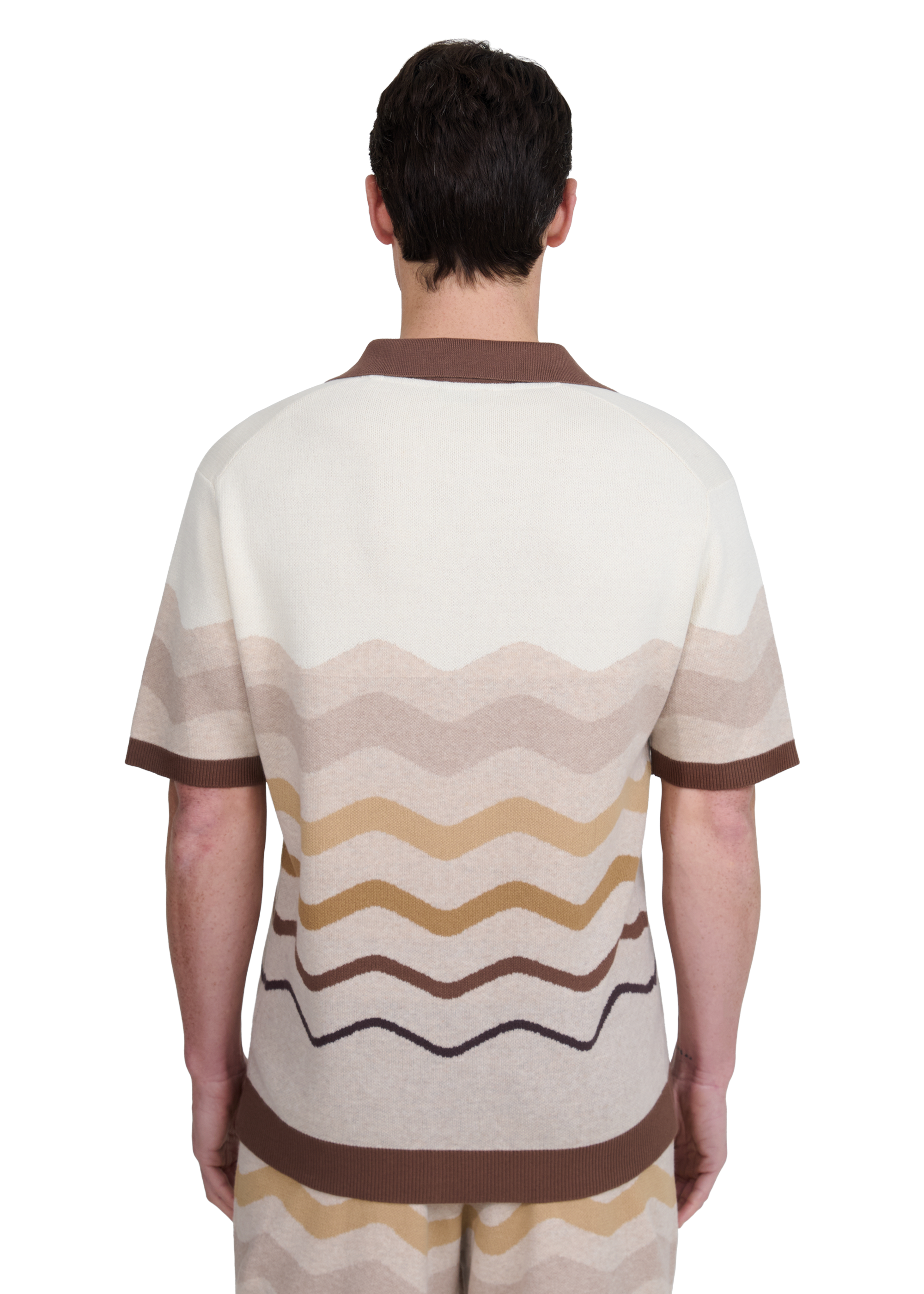 Gradient Wave Knitted Shirt - Stone