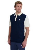 Colour Block Knitted Polo Shirt - Navy