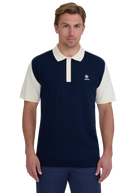 Colour Block Knitted Polo Shirt - Navy