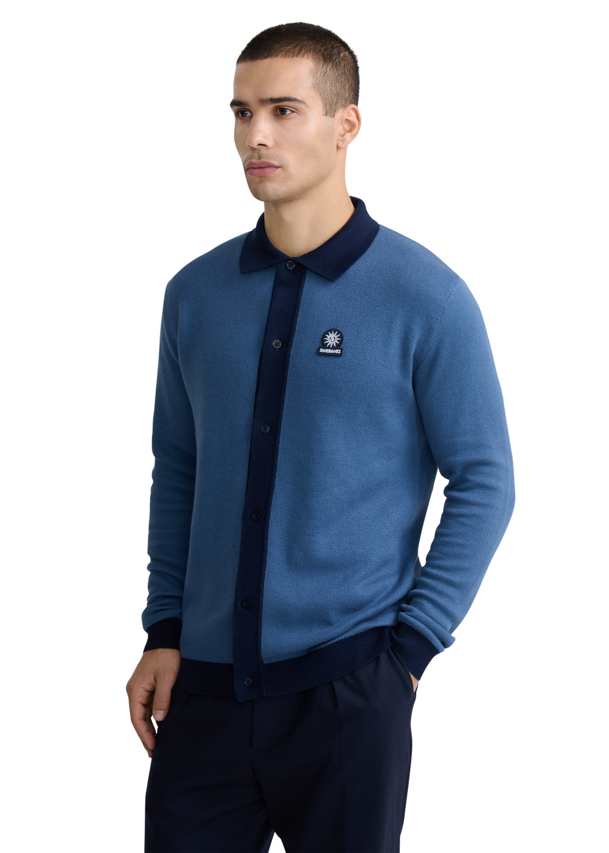 Sandbanks Knitted Long Sleeve Polo Shirt - Teal