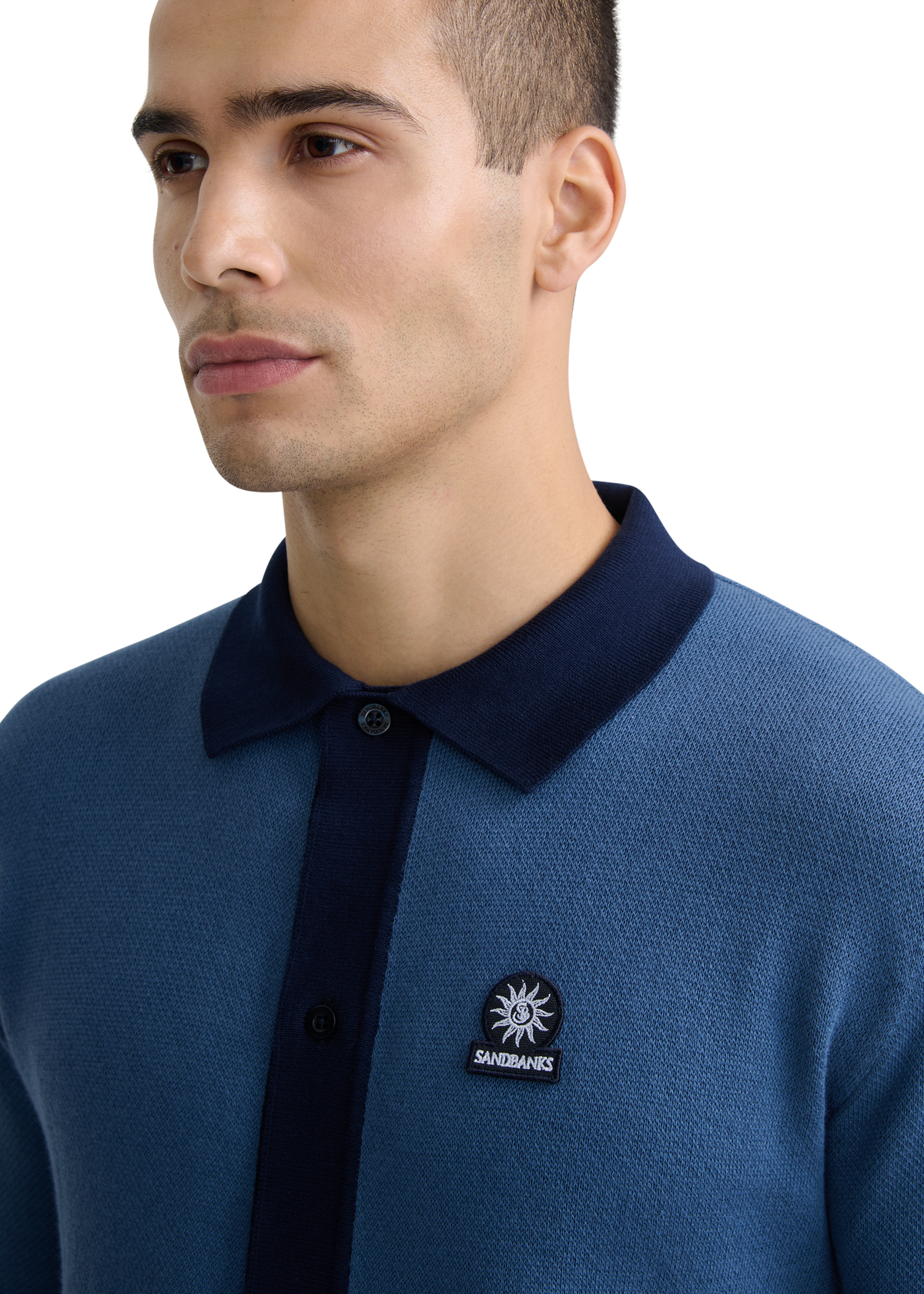 Sandbanks Knitted Long Sleeve Polo Shirt - Teal