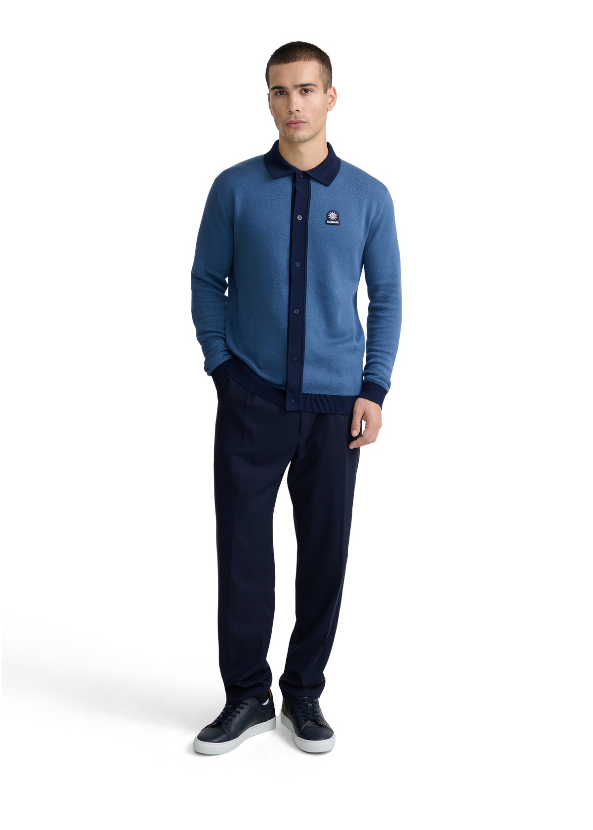 Sandbanks Knitted Long Sleeve Polo Shirt - Teal