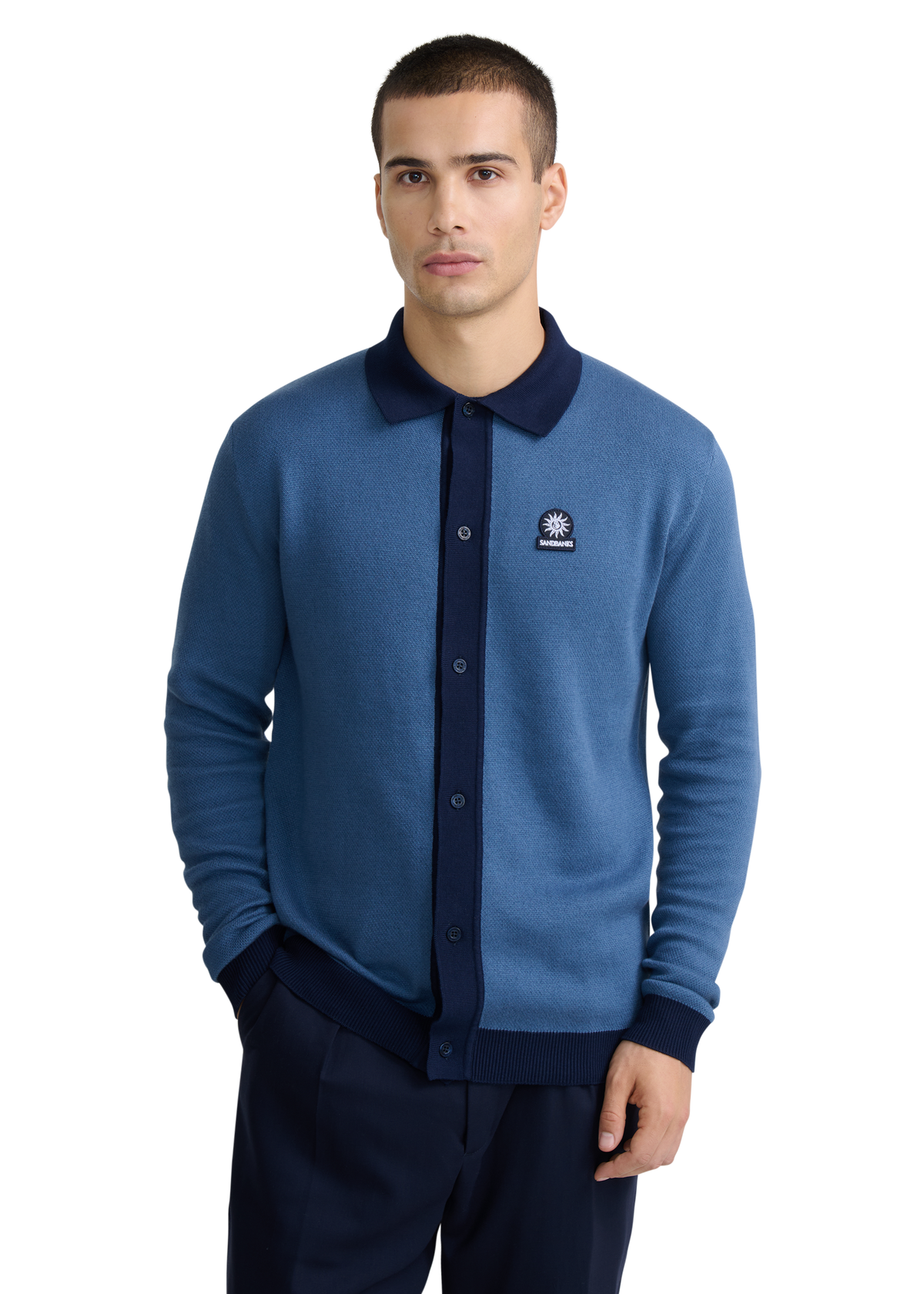 Sandbanks Knitted Long Sleeve Polo Shirt - Teal