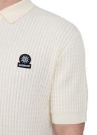 Micro-Cable Knitted Polo Shirt - Ecru
