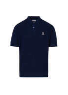 Micro-Cable Knitted Polo Shirt - Navy