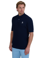 Micro-Cable Knitted Polo Shirt - Navy
