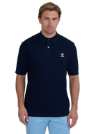 Micro-Cable Knitted Polo Shirt - Navy