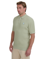 Micro-Cable Knitted Polo Shirt - Sage