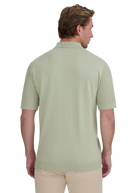 Micro-Cable Knitted Polo Shirt - Sage