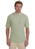 Micro-Cable Knitted Polo Shirt - Sage