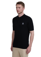 Crosshatch Knitted Polo Shirt - Black