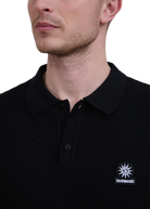 Crosshatch Knitted Polo Shirt - Black